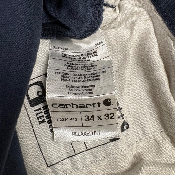 Carhartt Work Pants Mens 34x32 Navy Blue Rugged Flex Relaxed Fit Canvas BN2291-M - Picture 6 of 8